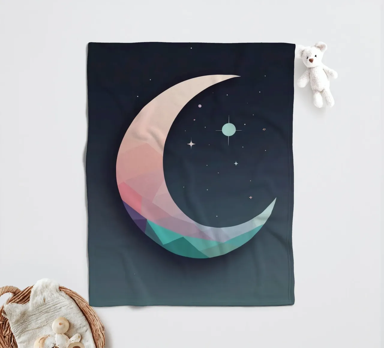 Mezzaluna geometrica e stelle coperta in pile da DesignDoodle