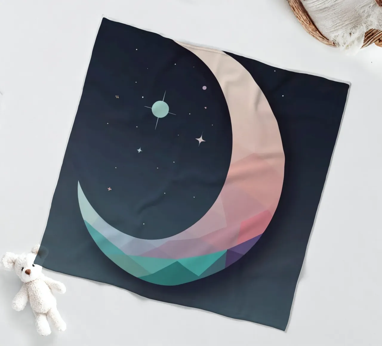 Mezzaluna geometrica e stelle coperta in pile da DesignDoodle