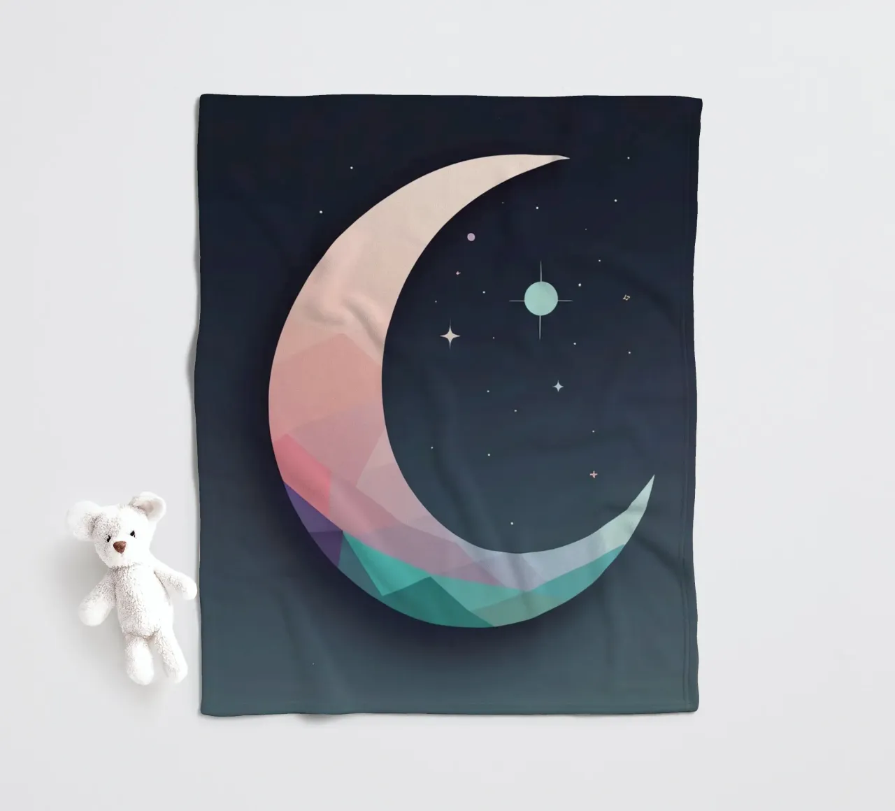 Mezzaluna geometrica e stelle coperta in pile da DesignDoodle