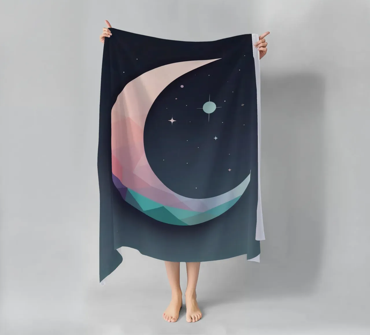 Mezzaluna geometrica e stelle telo mare da DesignDoodle
