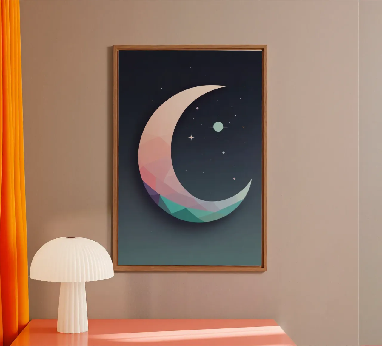Mezzaluna geometrica e stelle alluminio dibond da DesignDoodle