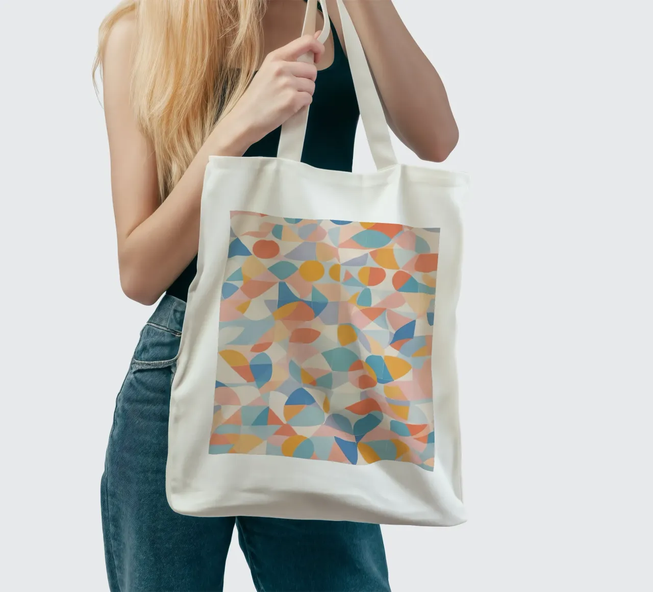 Forme geometriche astratte tranquillizzanti borsa in juta da DesignDoodle