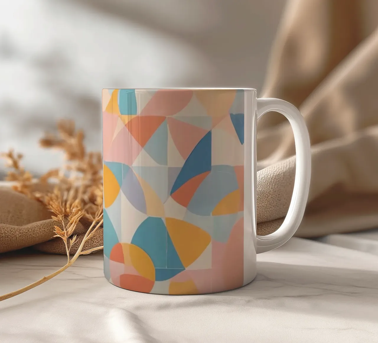 Calming Abstract Geometric Shapes Patterns ceramic mug by DesignDoodle