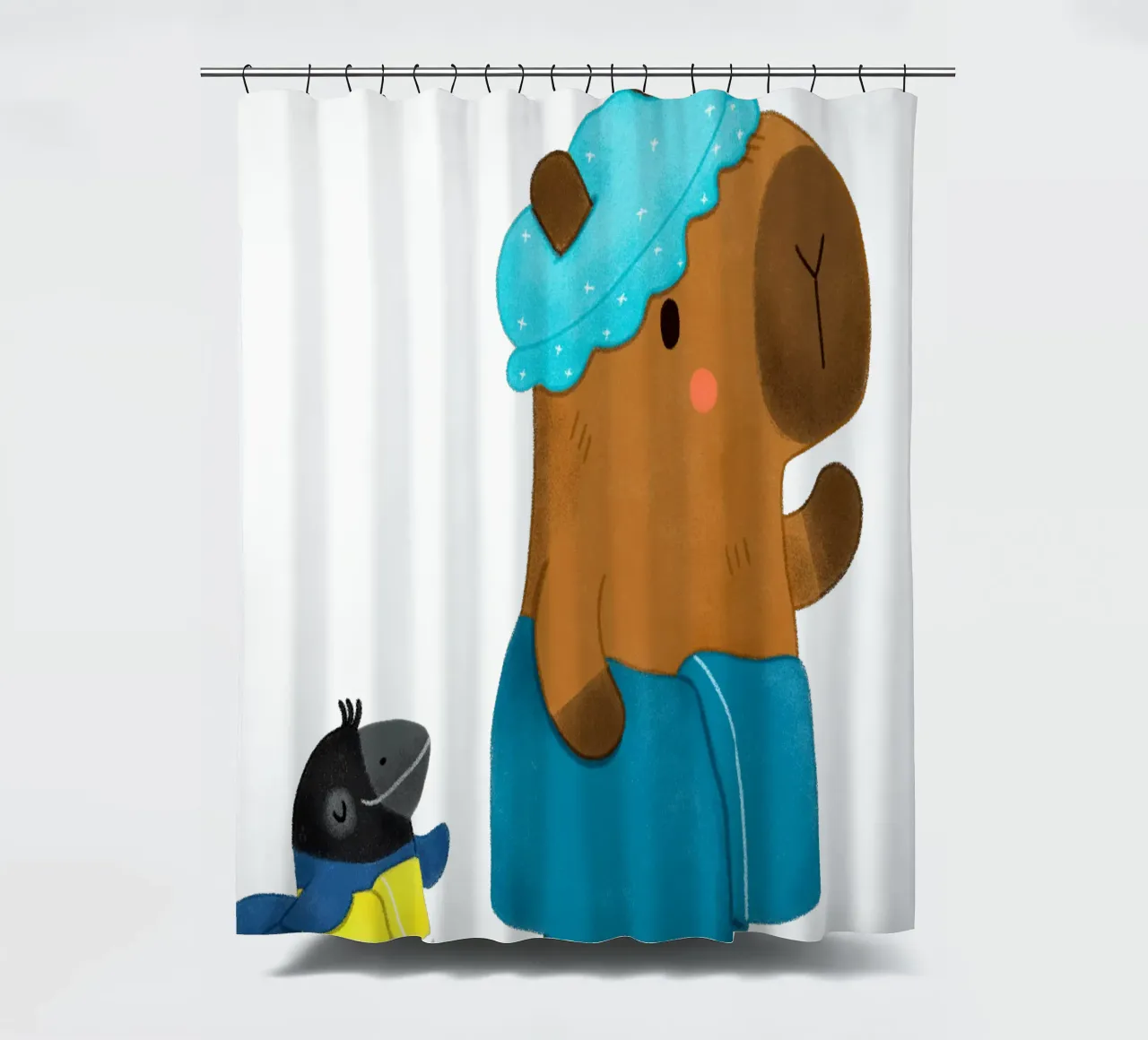 Capibara e uccello - Tempo di bagno tenda da doccia da julianamotzko