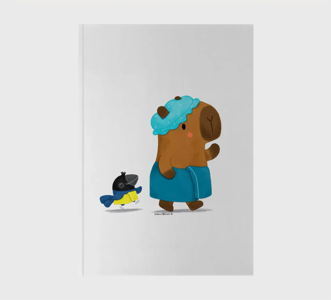 Capybara and Bird - Bath Time notebook by julianamotzko