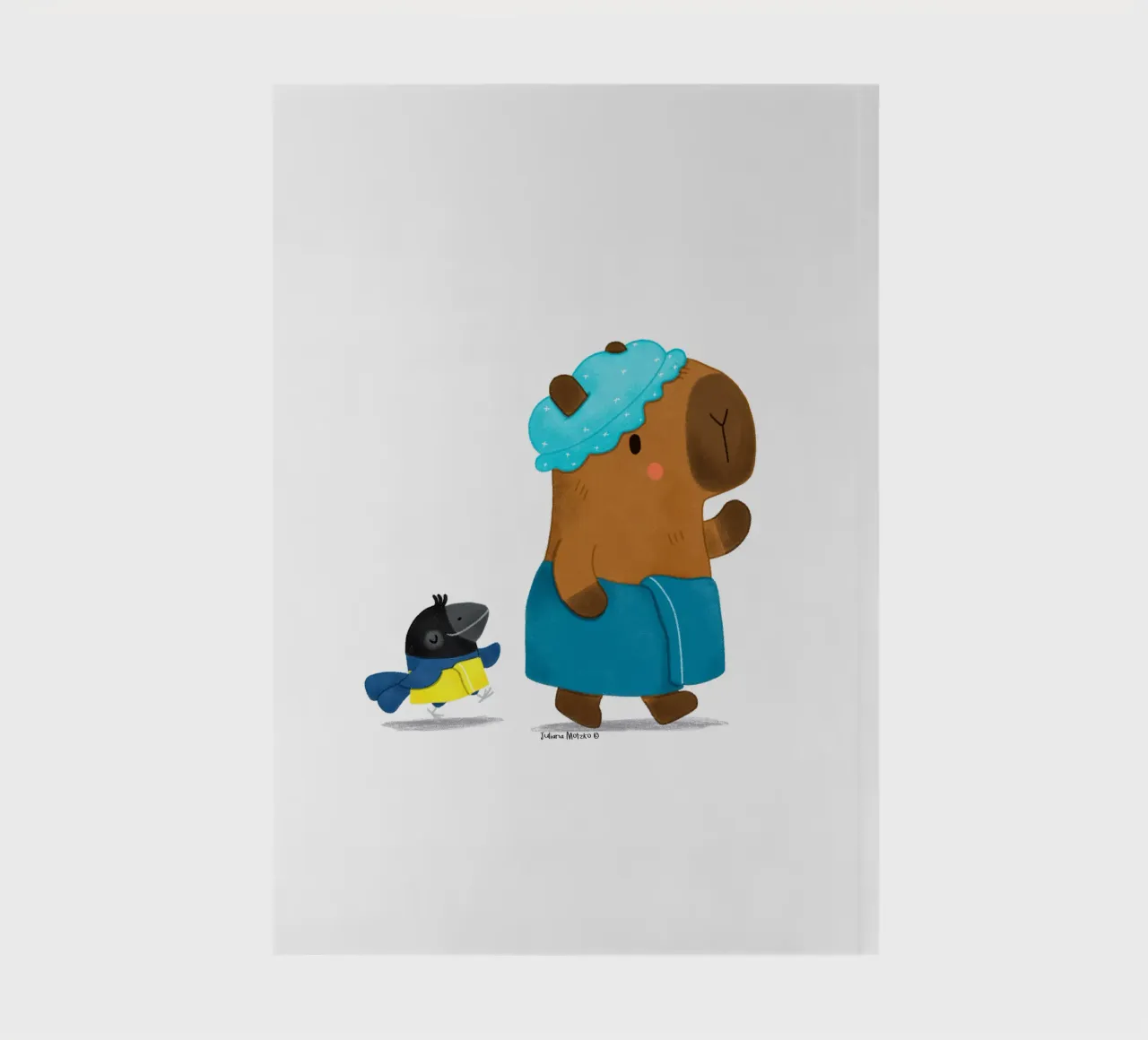 Capybara and Bird - Bath Time notebook by julianamotzko