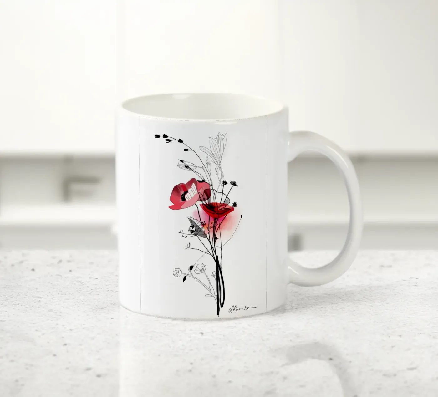 Mohn Keramik Tasse von SaraRosenbaum