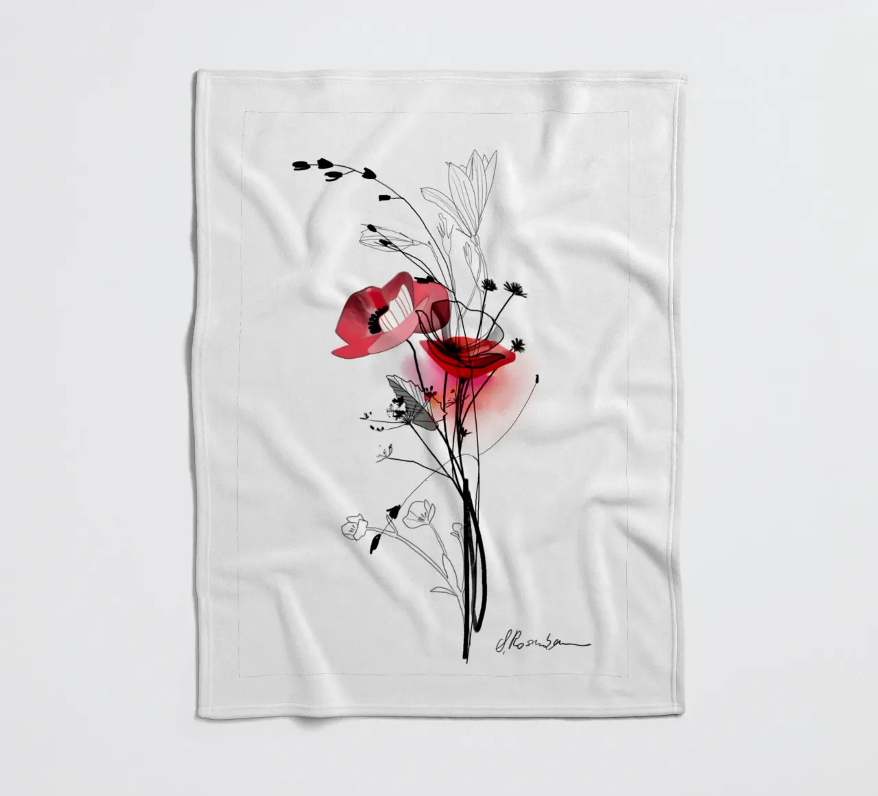 Mohn Fleecedecke von SaraRosenbaum