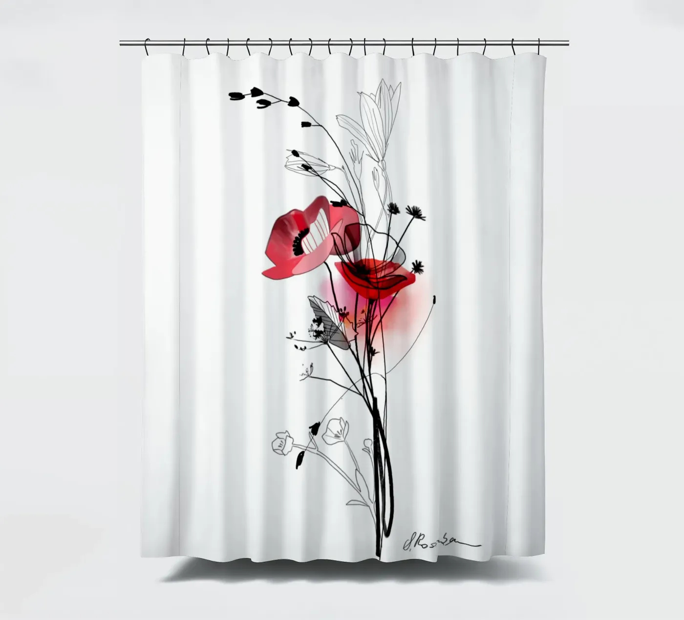 Mohn Duschvorhang von Sara Rosenbaum