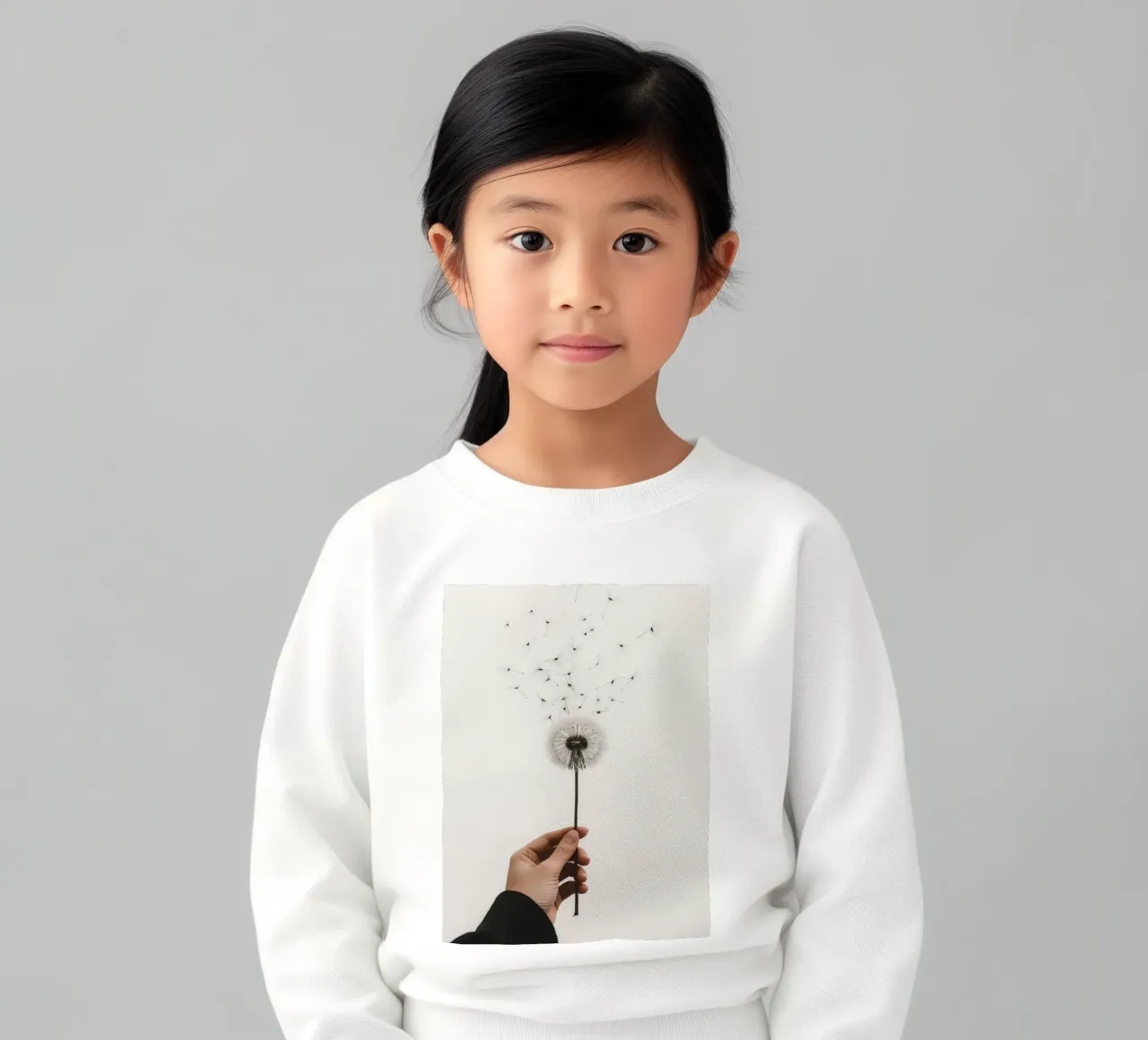 Mano que sostiene un diente de león con semillas voladoras sudadera para niño de DesignDoodle