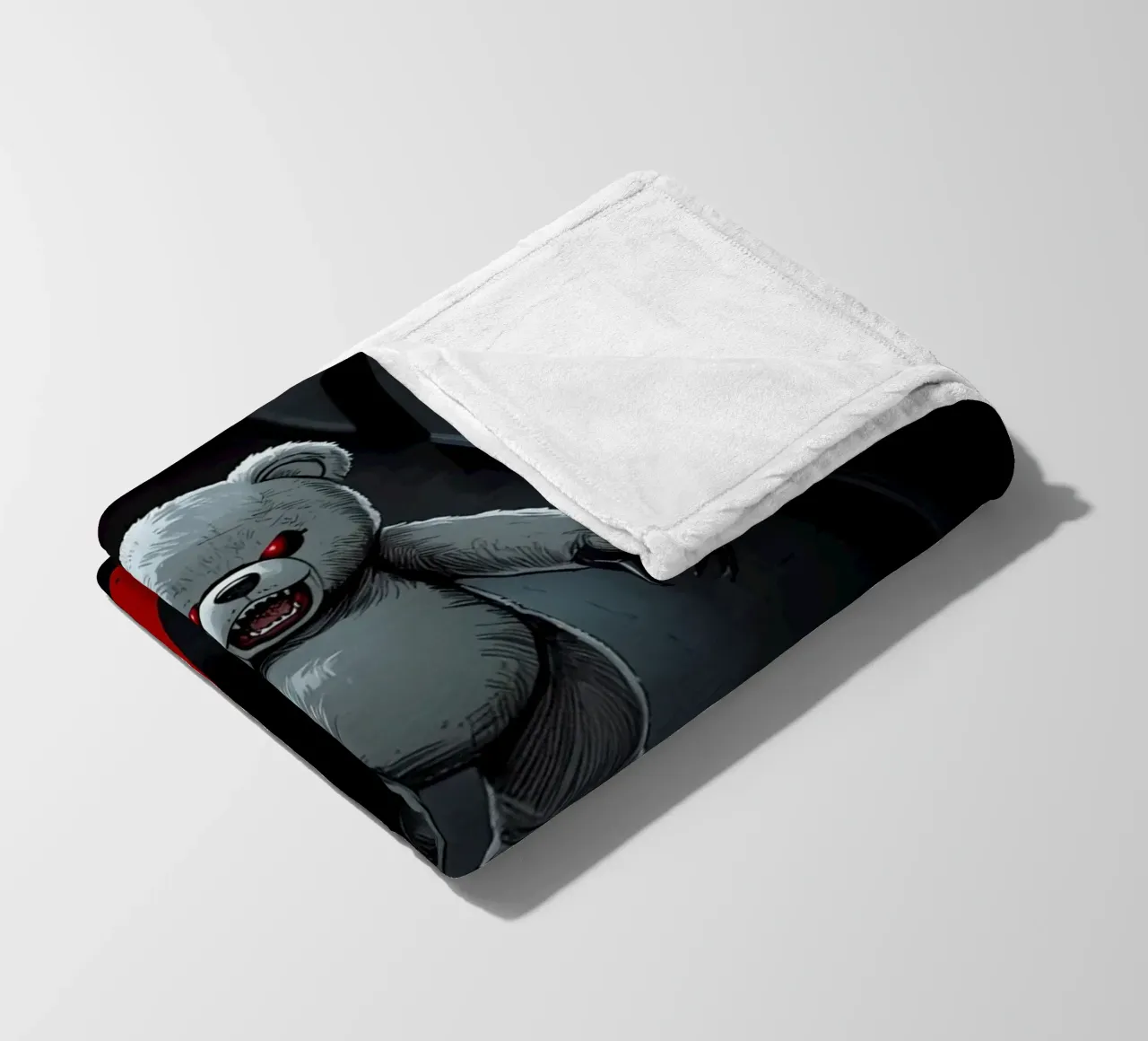 Orsacchiotto minaccioso in un corridoio buio con testo RUN coperta in pile da DesignDoodle