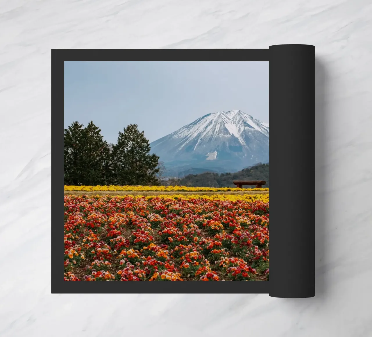 Monte Daisen con campi di fiori, Giappone zerbino da Marcel Bisig