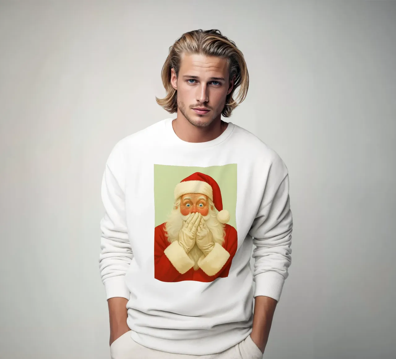 disegno di Babbo Natale con sorriso felpa da Raffasya Shop