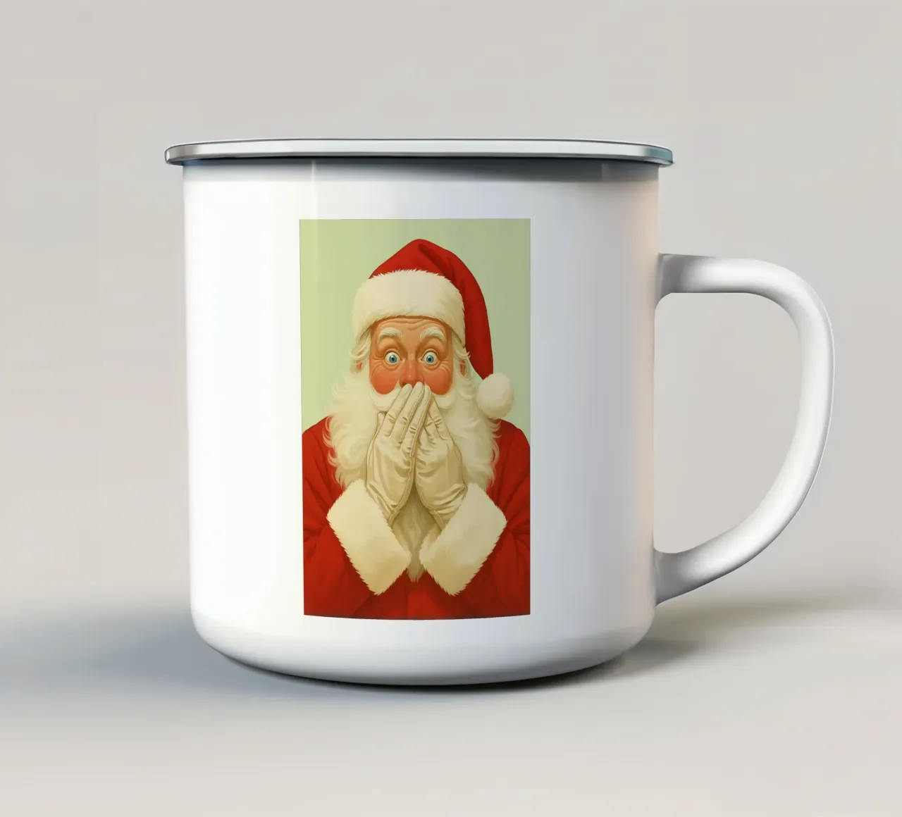disegno di Babbo Natale con sorriso tazza in smalto da Raffasya Shop