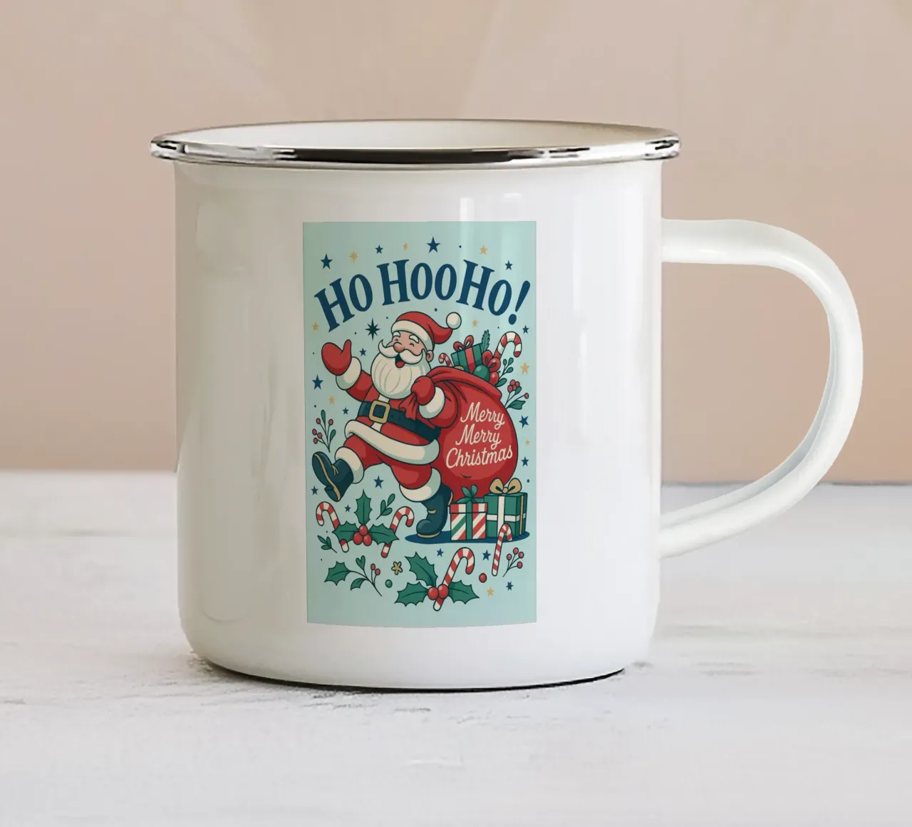 Babbo Natale dipinto tazza in smalto da Raffasya Shop