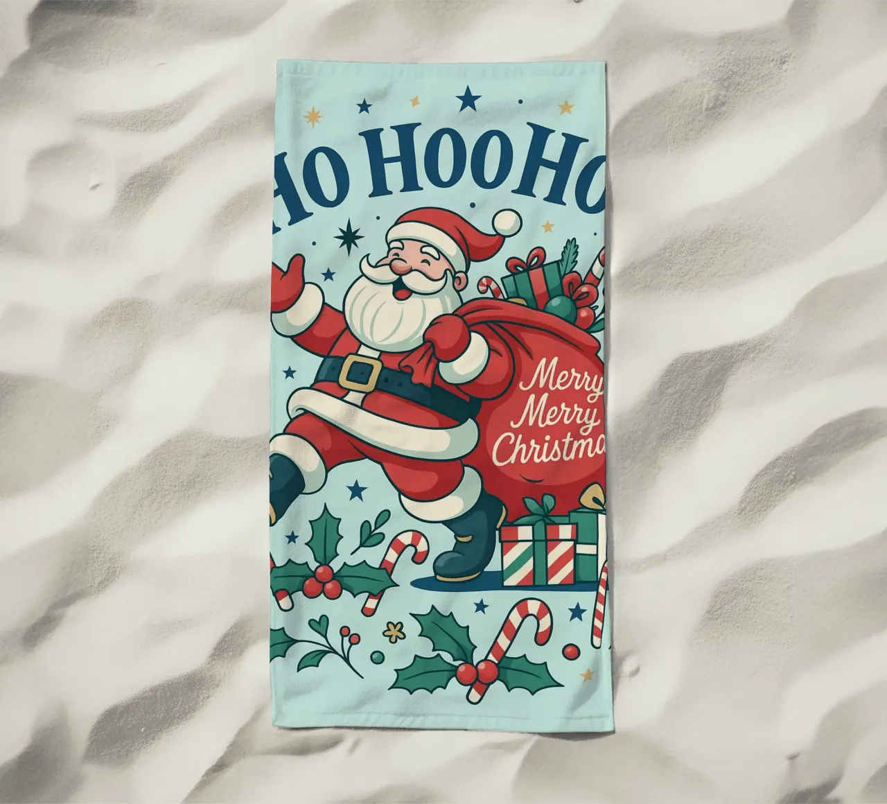 Babbo Natale dipinto telo mare da Raffasya Shop