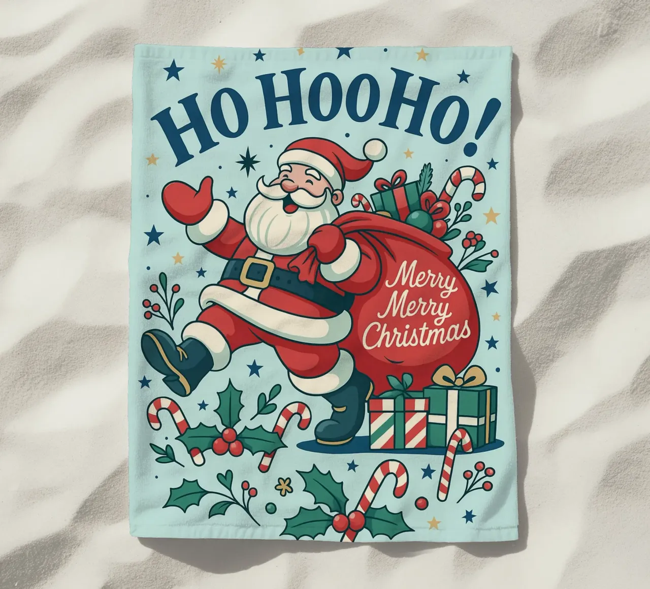 Babbo Natale dipinto telo mare da Raffasya Shop