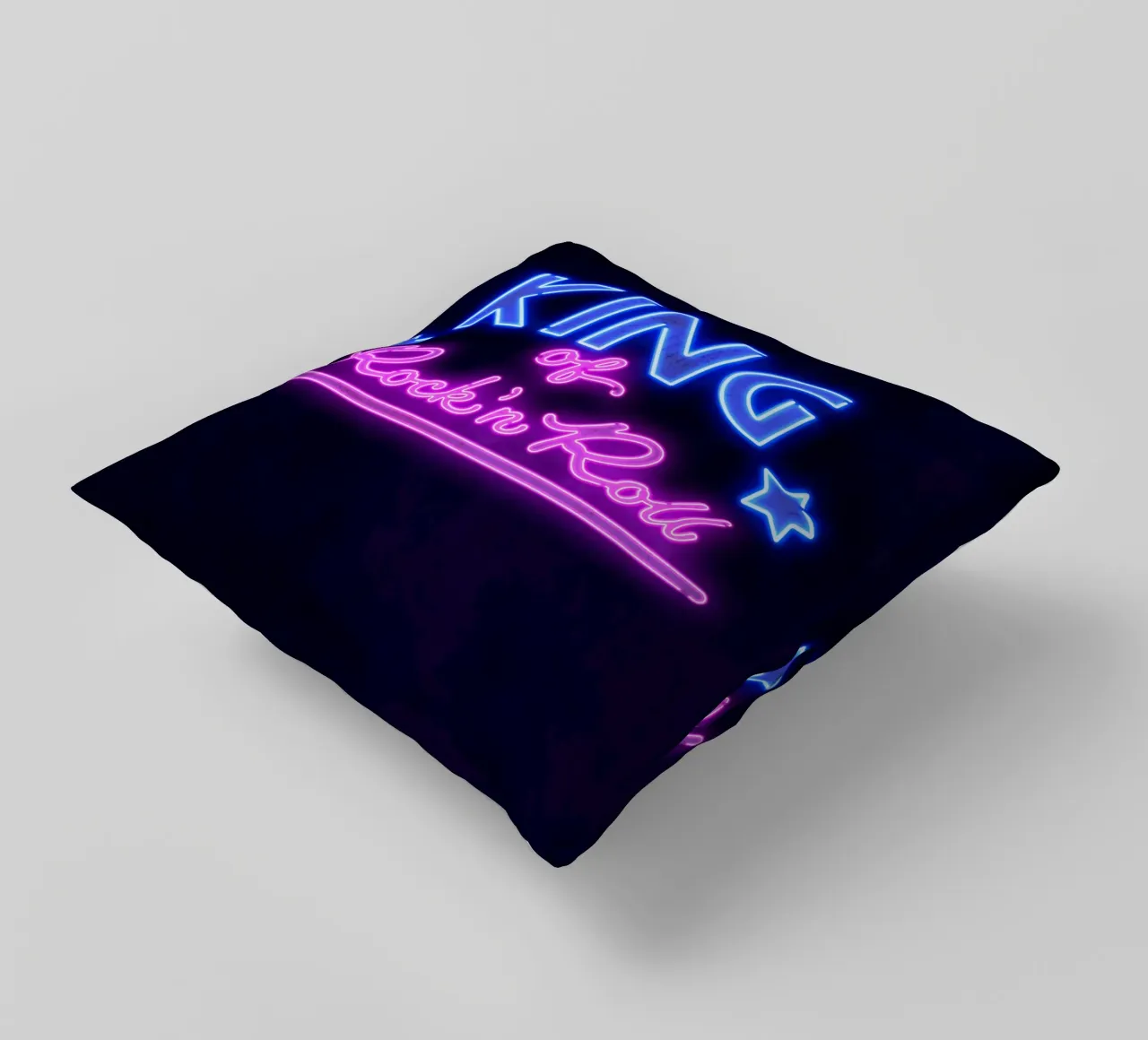 Lettere al neon in rosa e blu. Un po' di rock'n roll. cuscino da CalliLetters