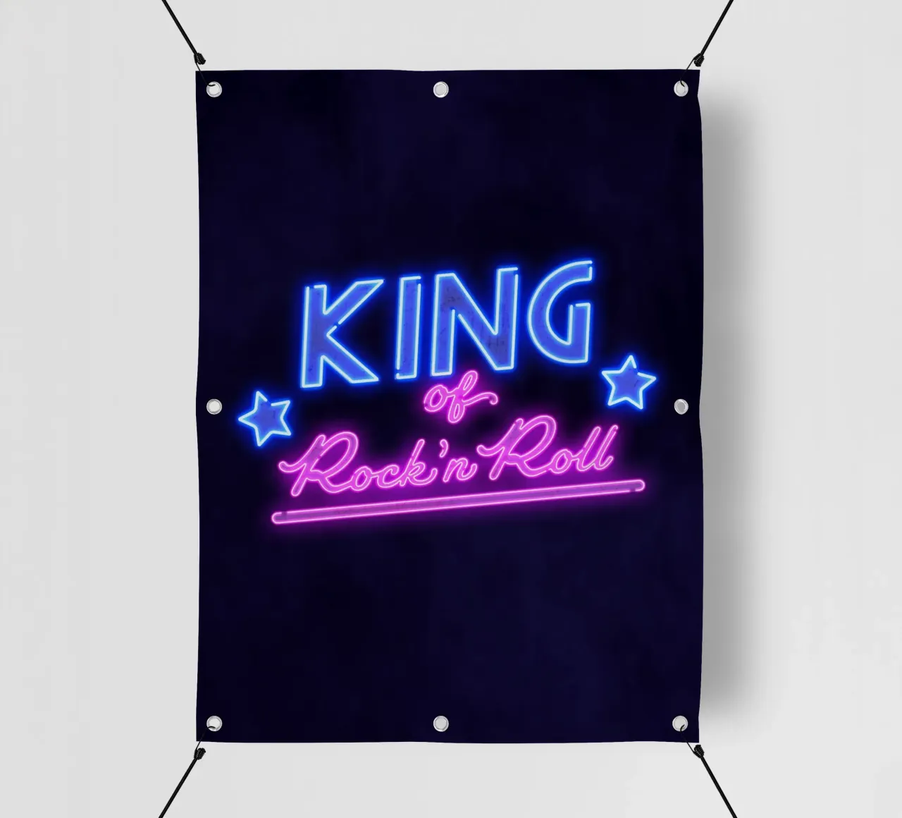 Lettere al neon in rosa e blu. Un po' di rock'n roll. telo in pvc da CalliLetters