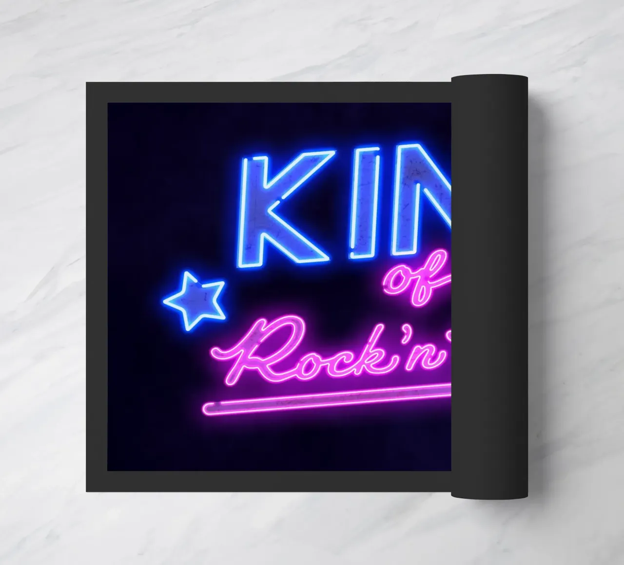 Lettere al neon in rosa e blu. Un po' di rock'n roll. zerbino da CalliLetters