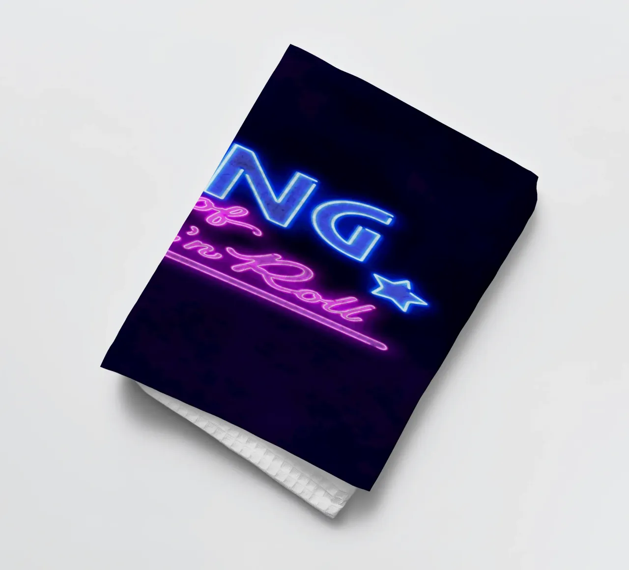 Lettere al neon in rosa e blu. Un po' di rock'n roll. canovaccio da cucina da CalliLetters