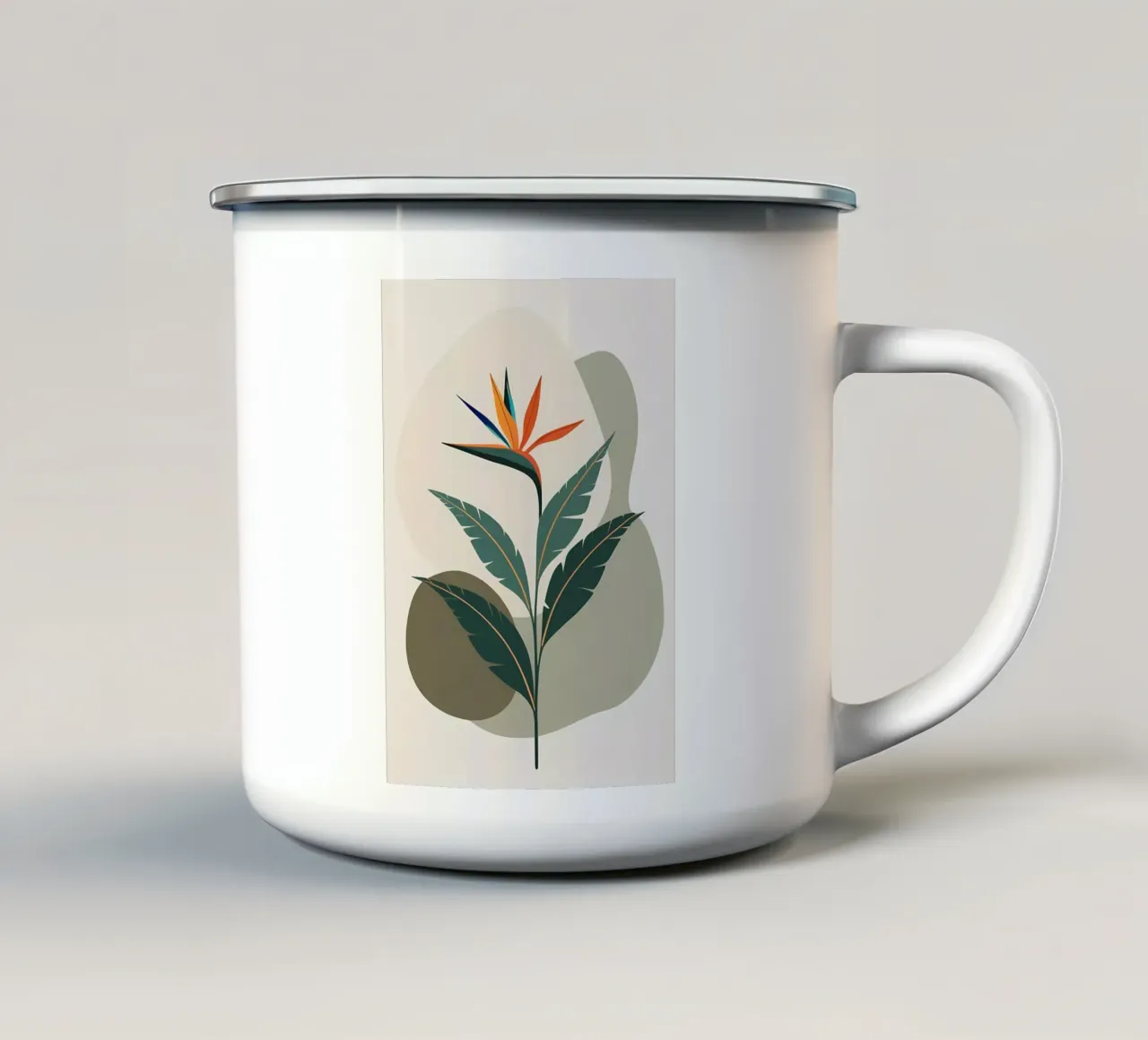 Minimalista moderno Uccello del Paradiso Fiore astratto tazza in smalto da Bloom And Brush