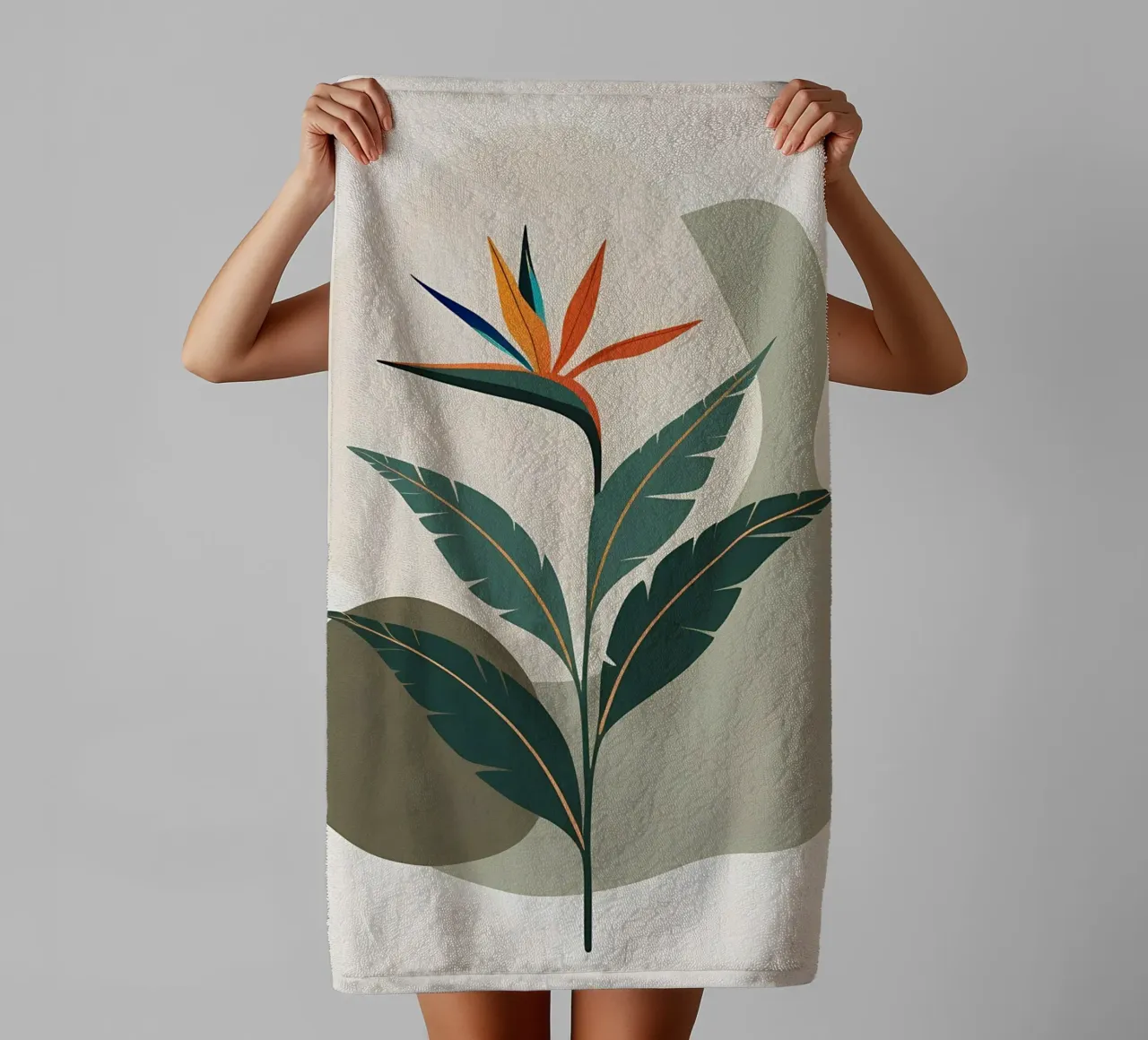 Minimalist Modern Bird of Paradise Flower Abstract towel by Bloom And Brush