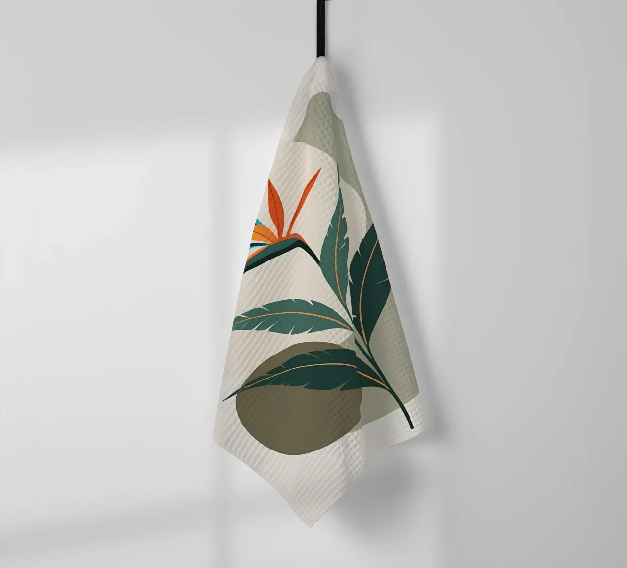 Minimaliste Moderne Oiseau de Paradis Fleur Abstrait torchon de Bloom And Brush