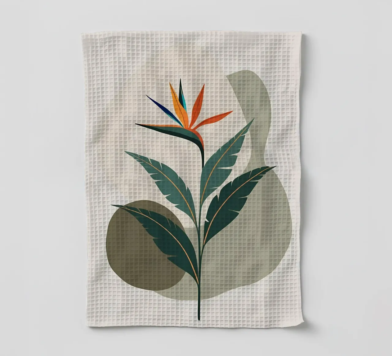 Minimaliste Moderne Oiseau de Paradis Fleur Abstrait torchon de Bloom And Brush