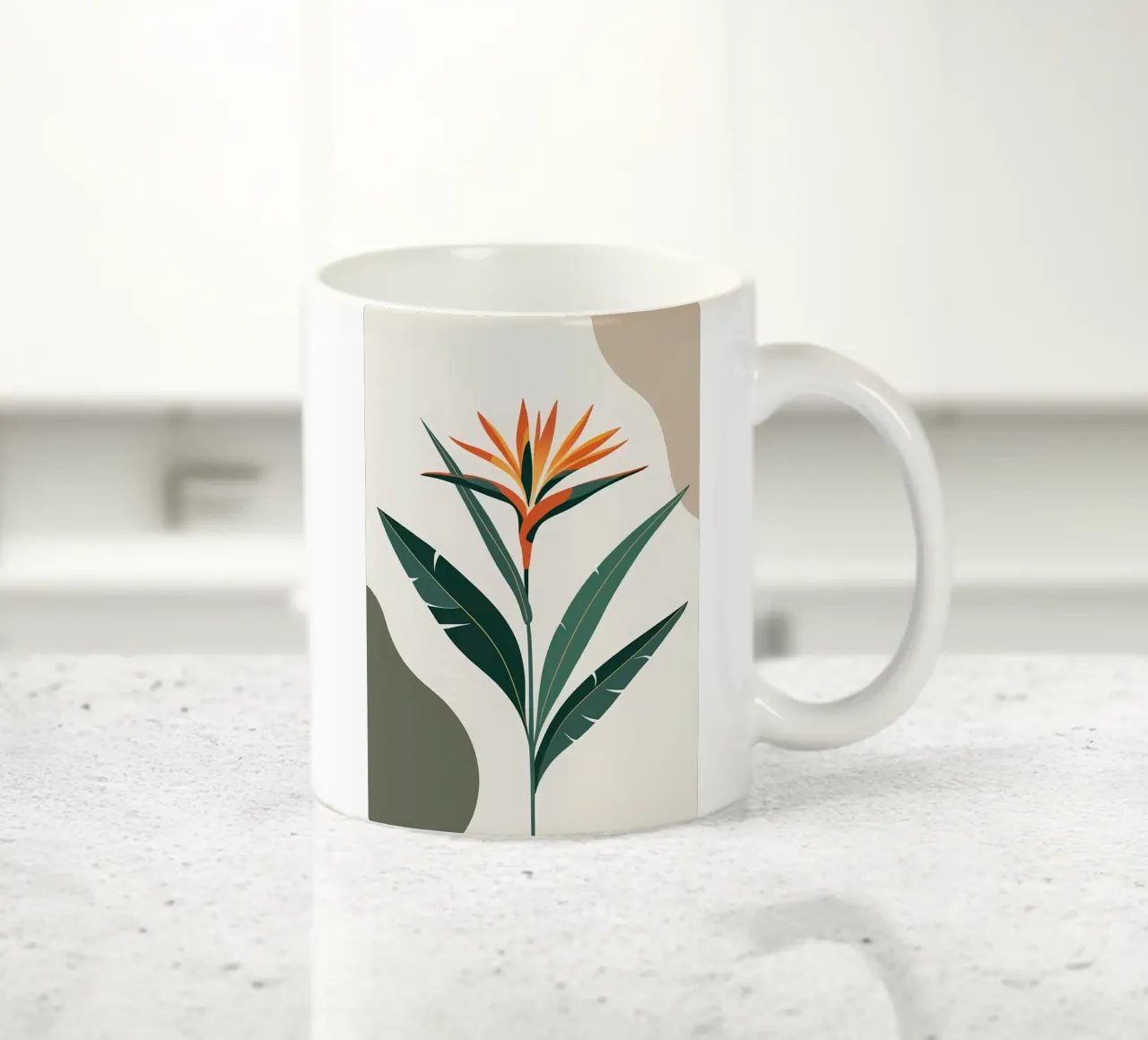 Minimalista moderno Uccello del Paradiso Fiore astratto tazza in ceramica da Bloom And Brush