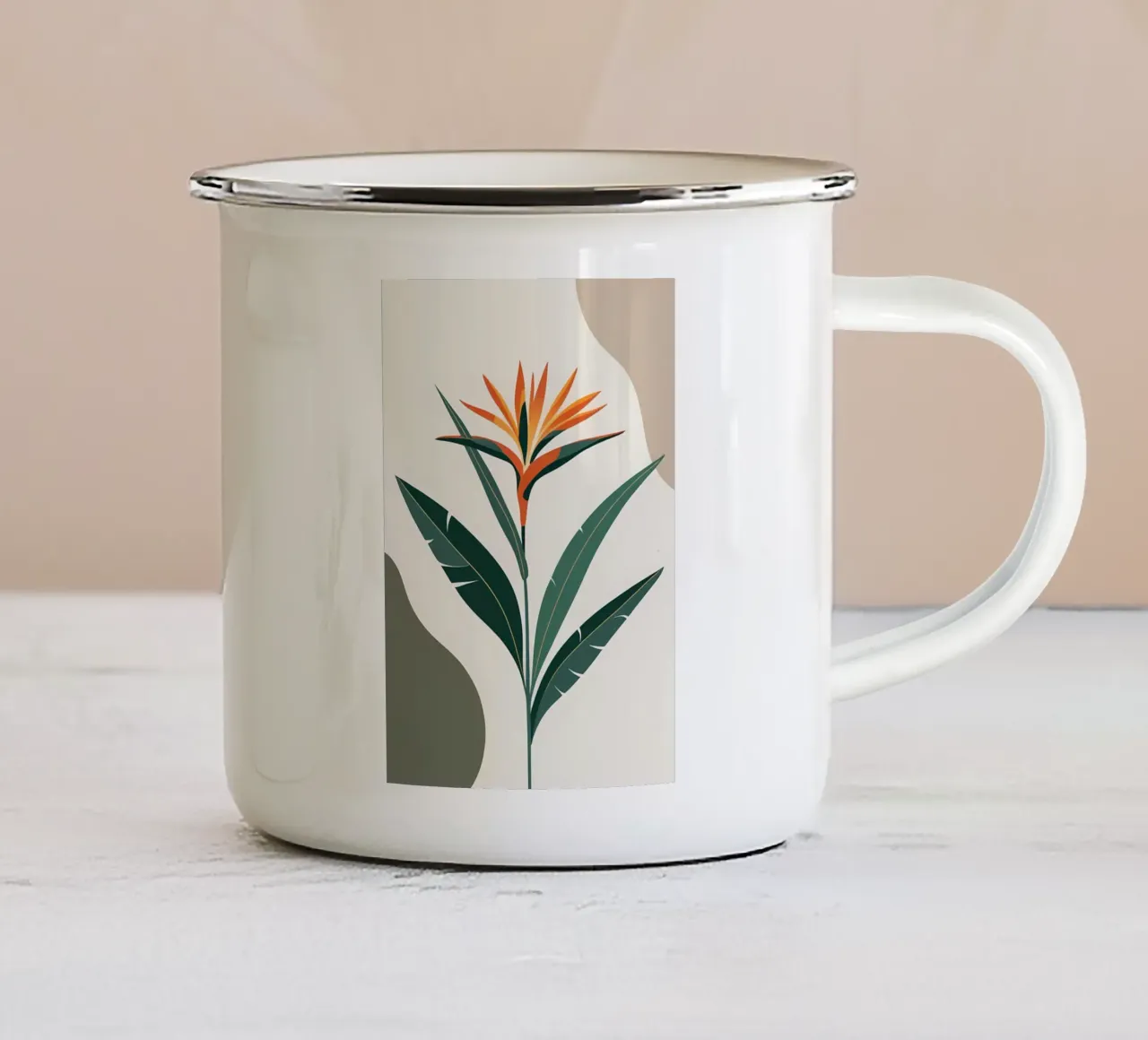 Minimalista moderno Uccello del Paradiso Fiore astratto tazza in smalto da Bloom And Brush