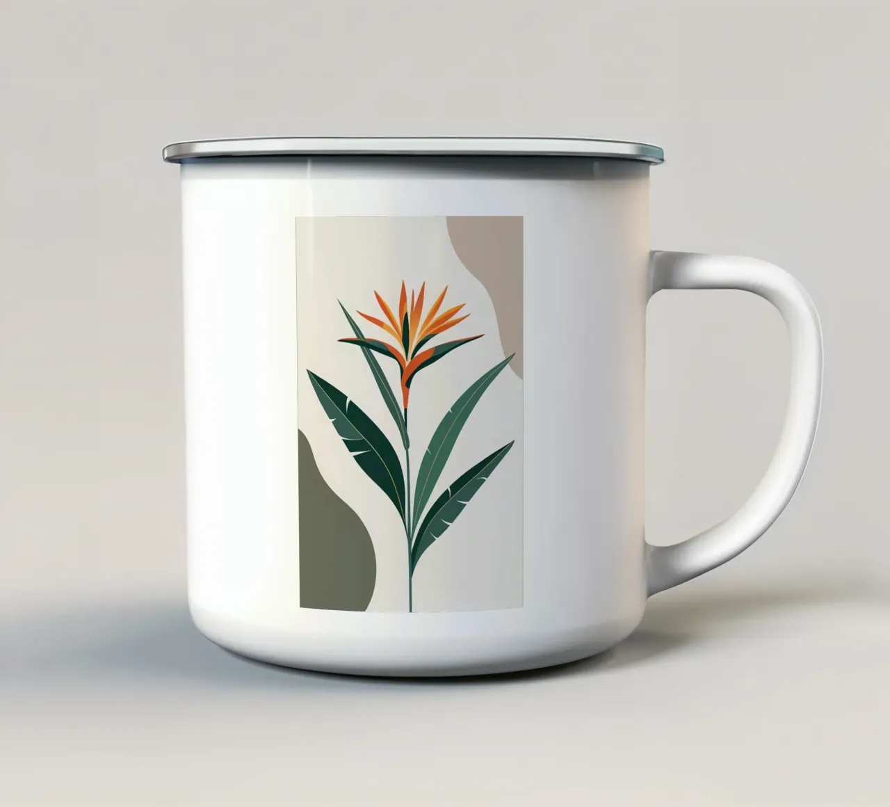 Minimalista moderno Uccello del Paradiso Fiore astratto tazza in smalto da Bloom And Brush