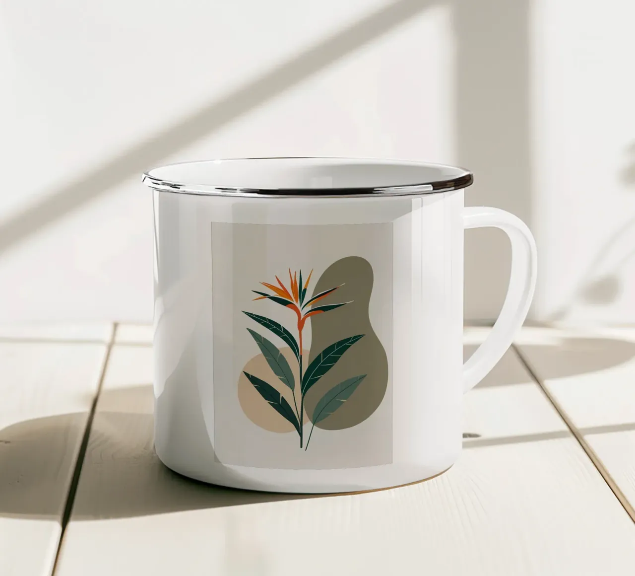 Minimalista moderno Uccello del Paradiso Fiore astratto tazza in smalto da Bloom And Brush