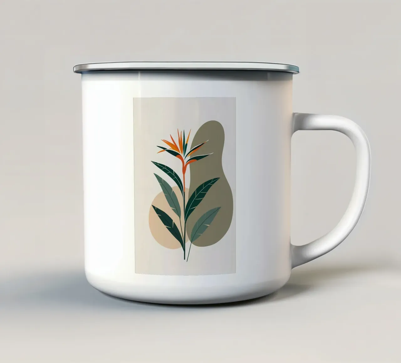 Minimalista moderno Uccello del Paradiso Fiore astratto tazza in smalto da Bloom And Brush