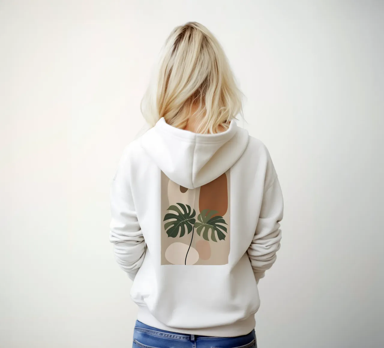 Minimalista moderno Boho Monstera Leaf astratto felpa con cappuccio da Bloom And Brush
