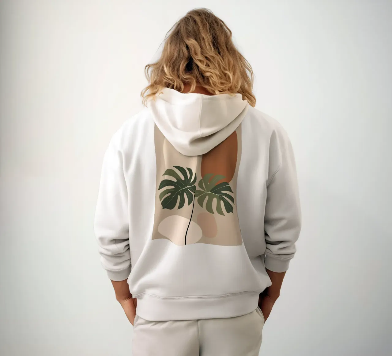 Minimalista moderno Boho Monstera Leaf astratto felpa con cappuccio da Bloom And Brush