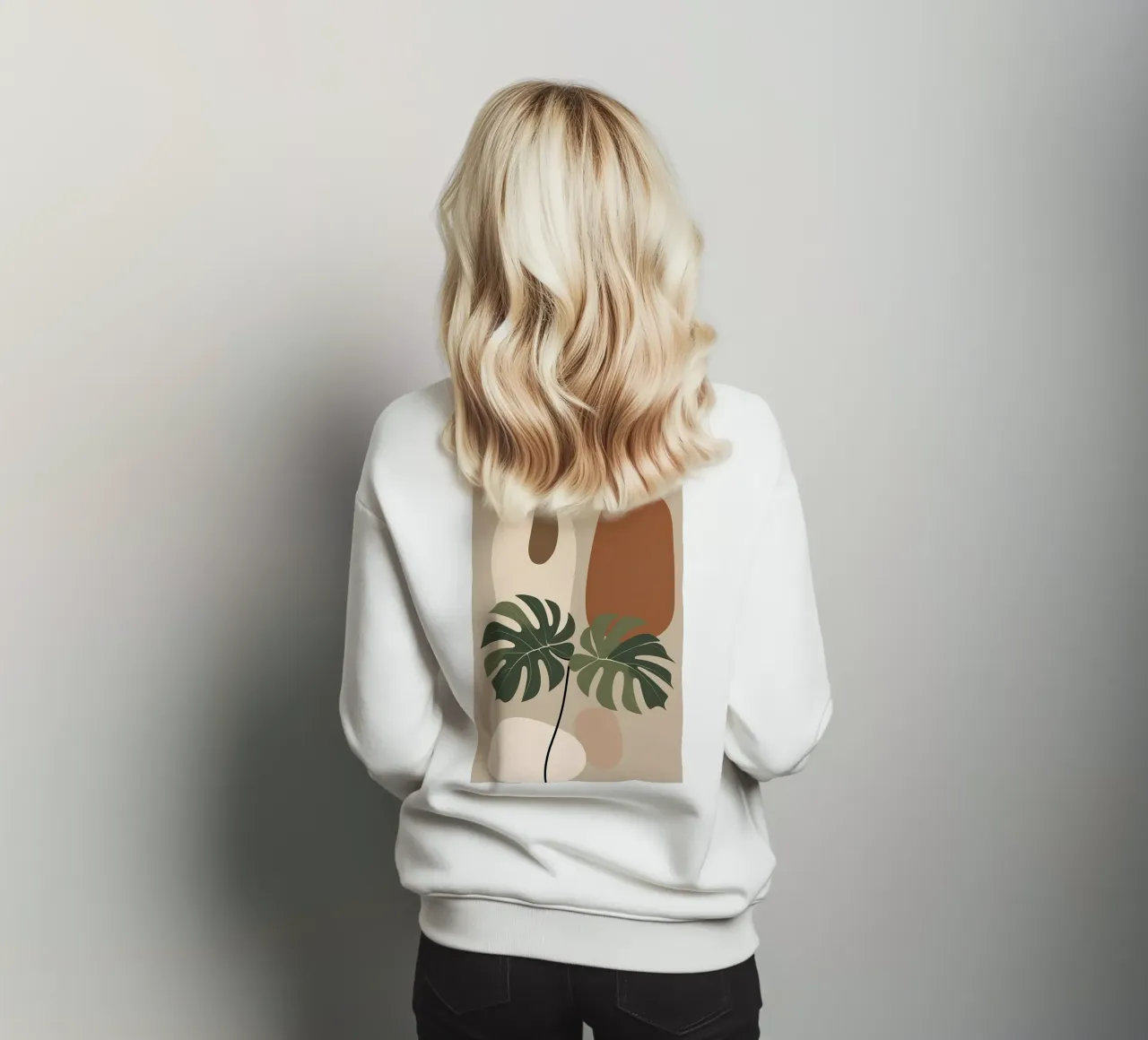 Minimalista moderno Boho Monstera Leaf astratto felpa da Bloom And Brush