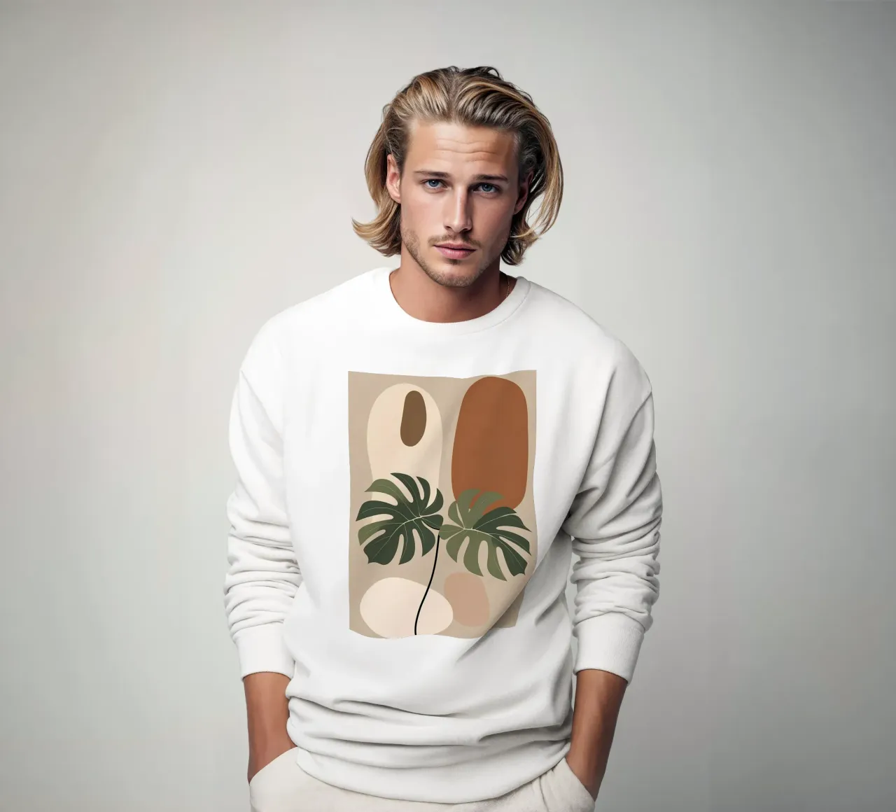Minimalista moderno Boho Monstera Leaf astratto felpa da Bloom And Brush