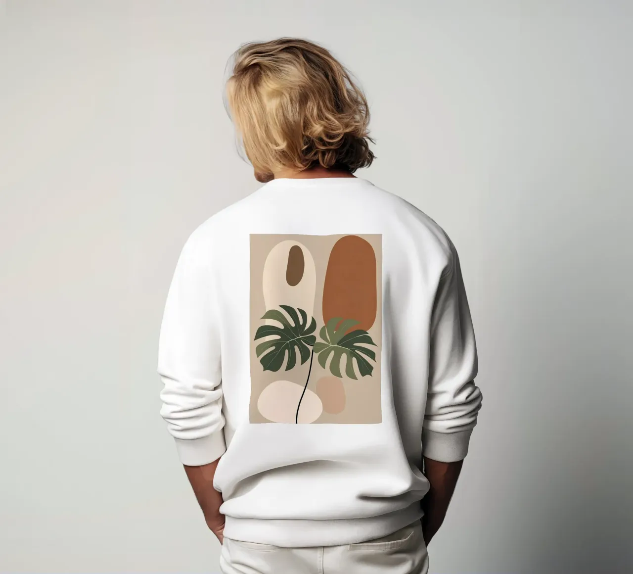 Minimalista moderno Boho Monstera Leaf astratto felpa da Bloom And Brush