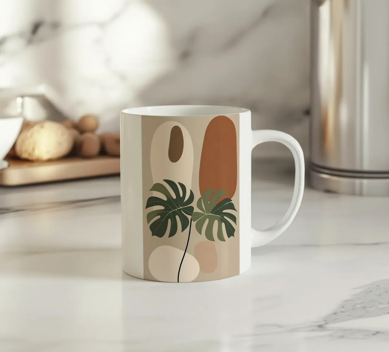 Minimalista moderno Boho Monstera Leaf astratto tazza in ceramica da Bloom And Brush