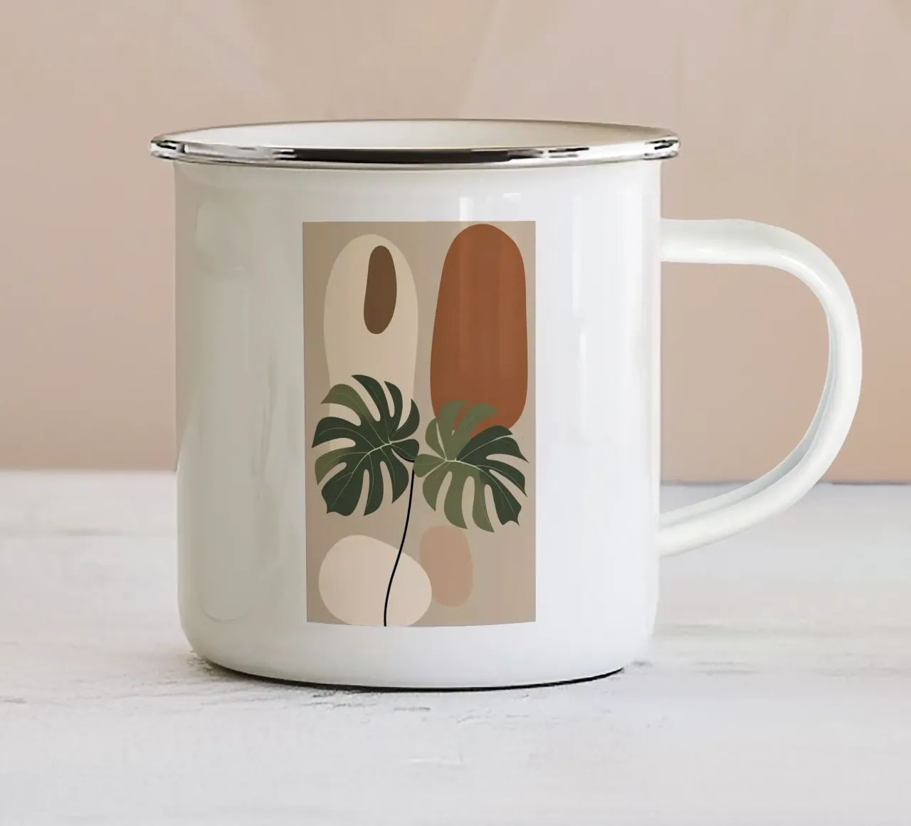 Minimalistisch Modern Boho Monsterablad Abstract emaille mok van Bloom And Brush