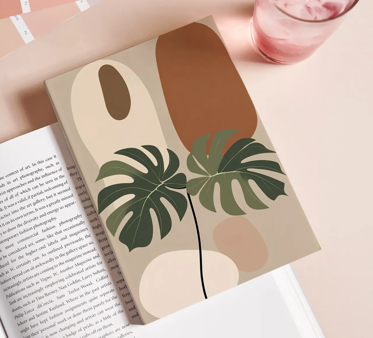 Minimalist Modern Boho Monstera Leaf Abstract notebook by Bloom And Brush