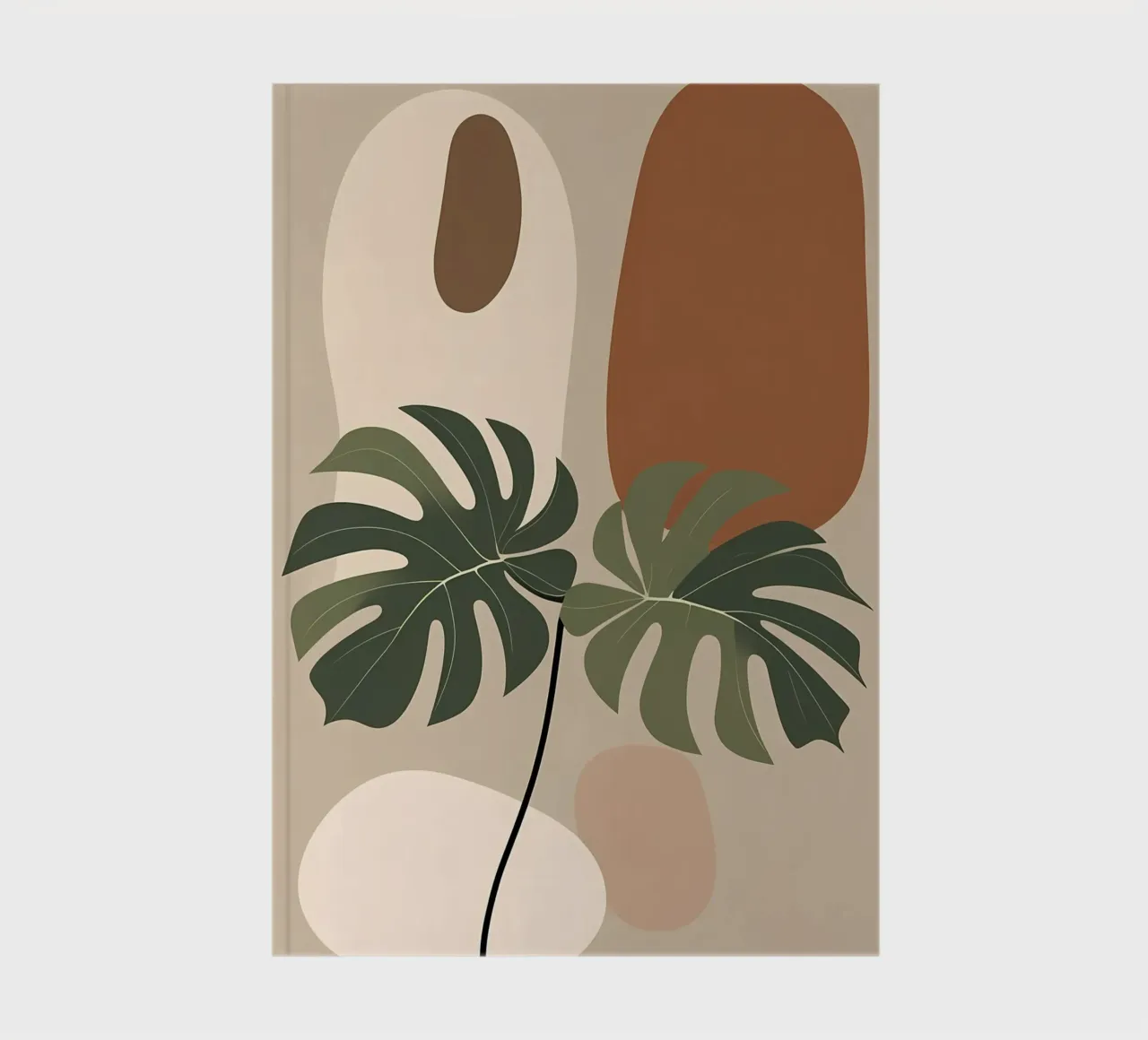 Minimalist Modern Boho Monstera Leaf Abstract notebook by Bloom And Brush