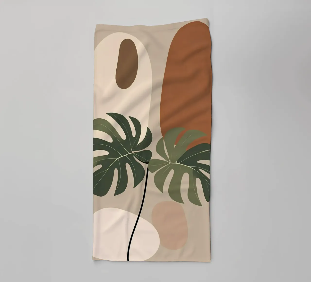 Minimalist Modern Boho Monstera Leaf Abstract towel by Bloom And Brush