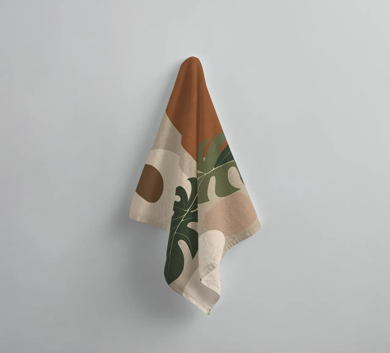 Minimalist Modern Boho Monstera Leaf Abstract towel by Bloom And Brush