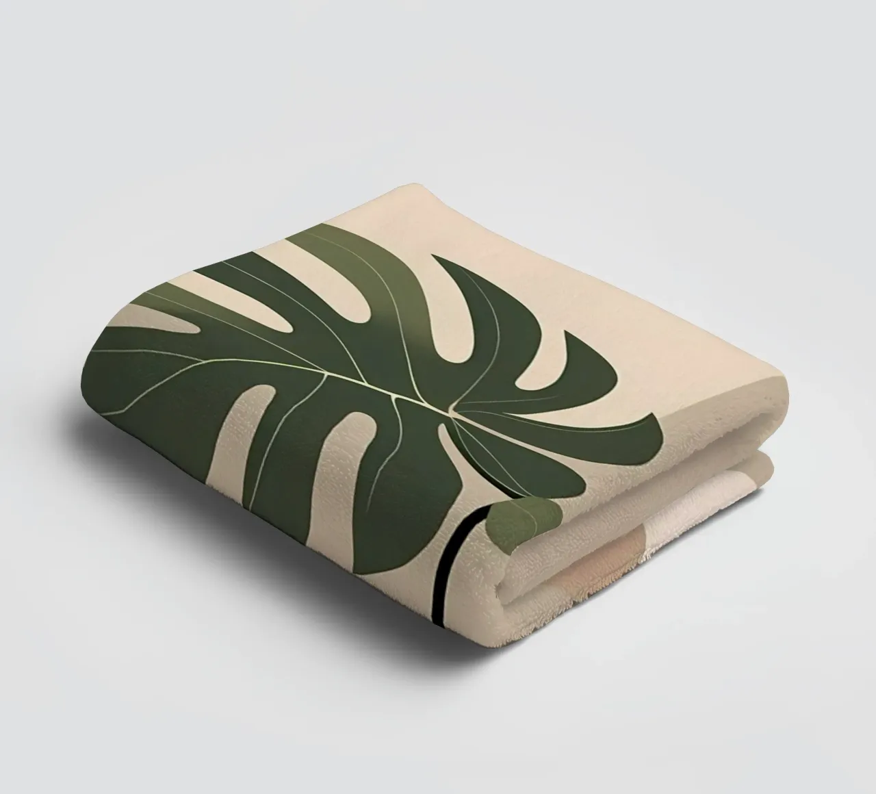 Minimalist Modern Boho Monstera Leaf Abstract towel by Bloom And Brush