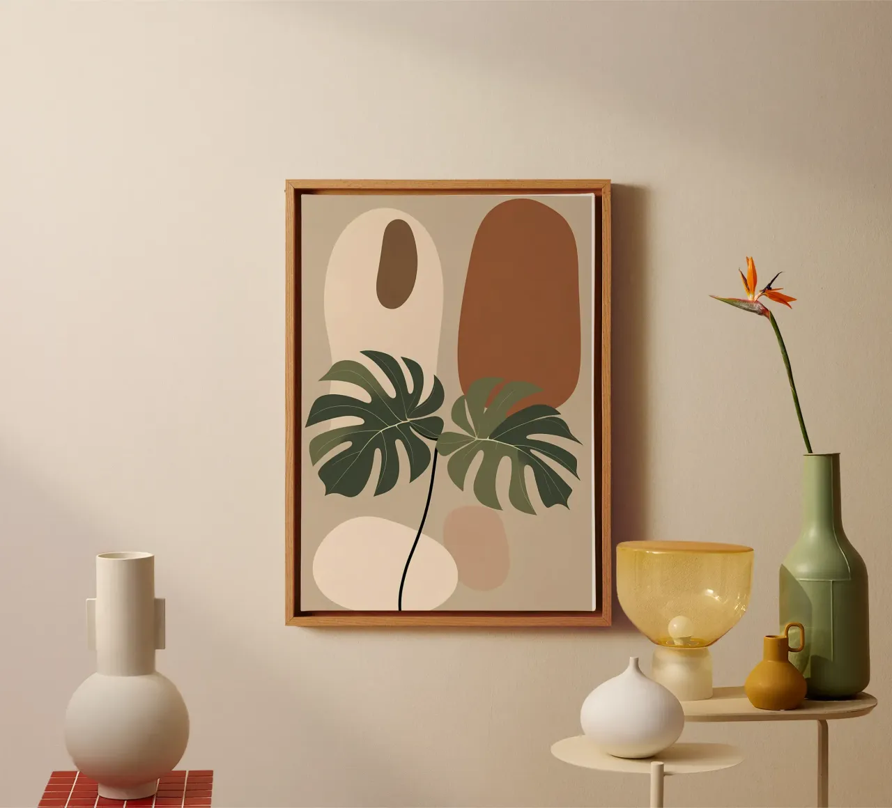 Minimalist Modern Boho Monstera Leaf Abstract canvas by Bloom And Brush