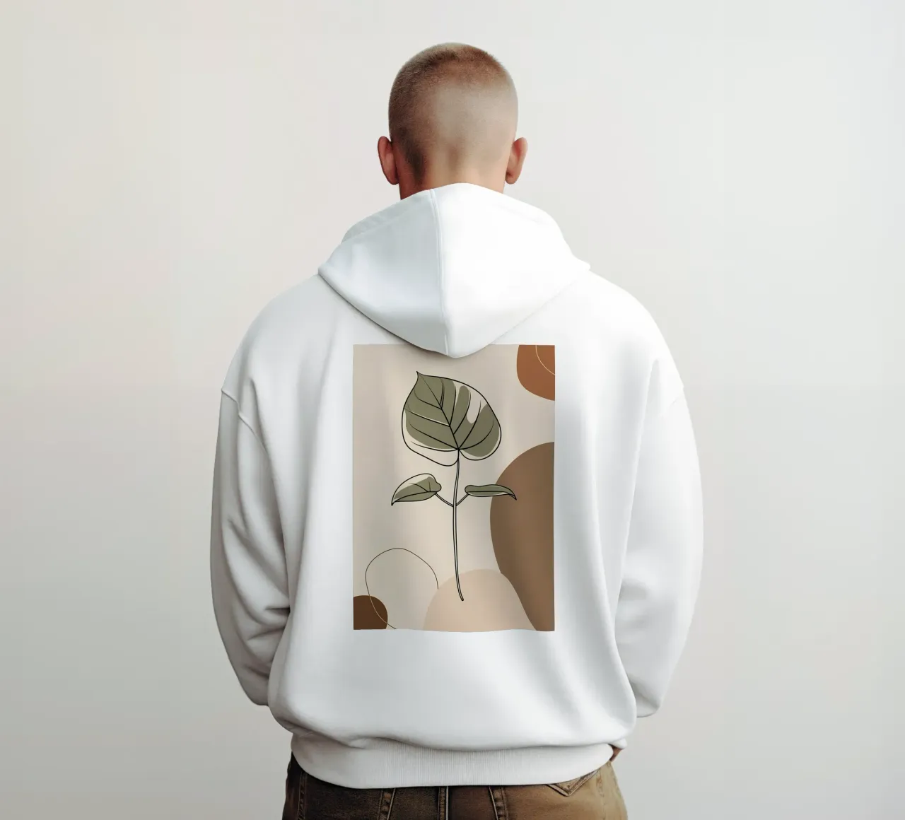 Disegno minimalista a una linea di una singola foglia di filodendro felpa con cappuccio da Bloom And Brush
