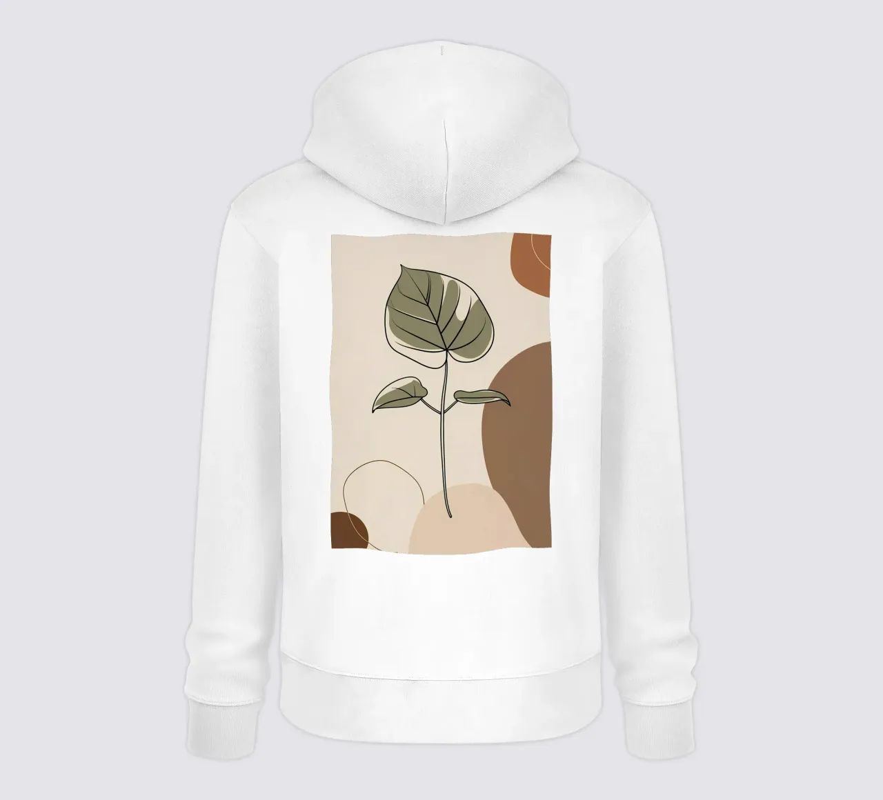 Disegno minimalista a una linea di una singola foglia di filodendro felpa con cappuccio da Bloom And Brush
