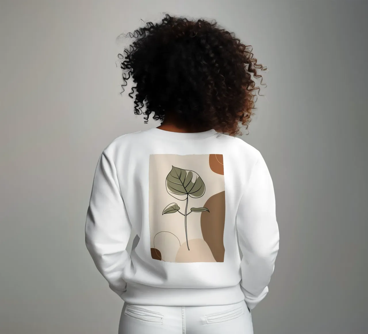 Minimalist one line drawing of a single Philodendron leaf sweatshirt by Bloom And Brush